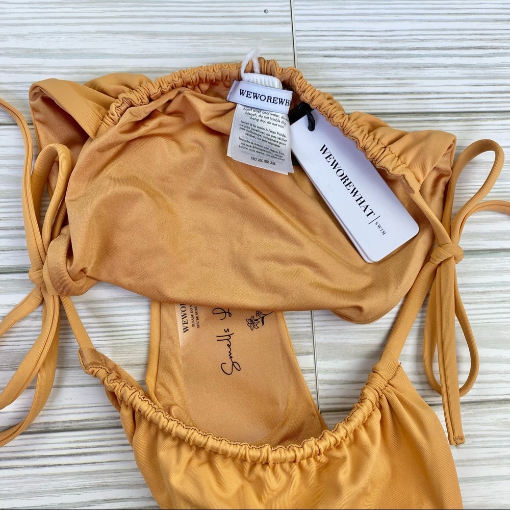 WeWoreWhat Gold Ruched String Bikini - Picture 7 of 7